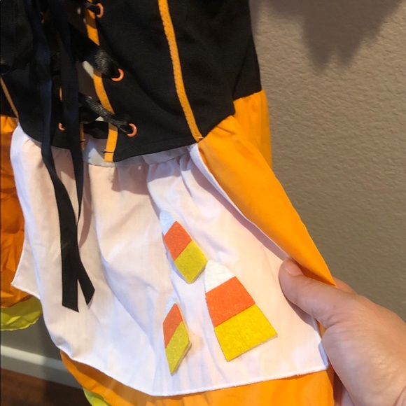 Women’s sexy candy corn  Bavarian Costume Dress - Black, White, Yellow - Picture 2 of 6